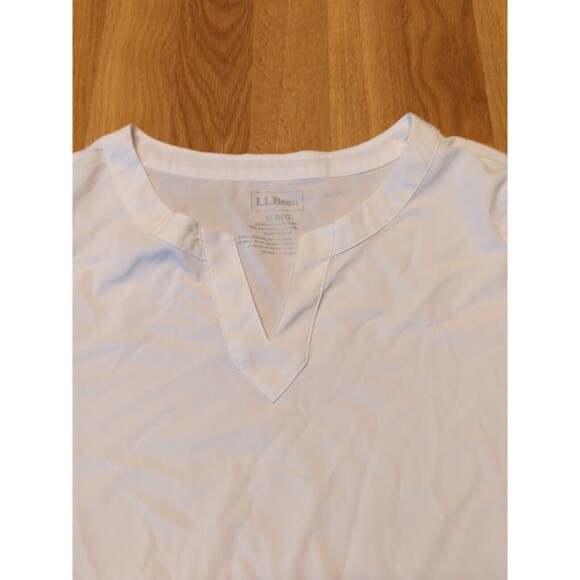 LL Bean Swim Cover Up Womens Medium White Split Neck Tunic Stretch - Picture 4 of 8